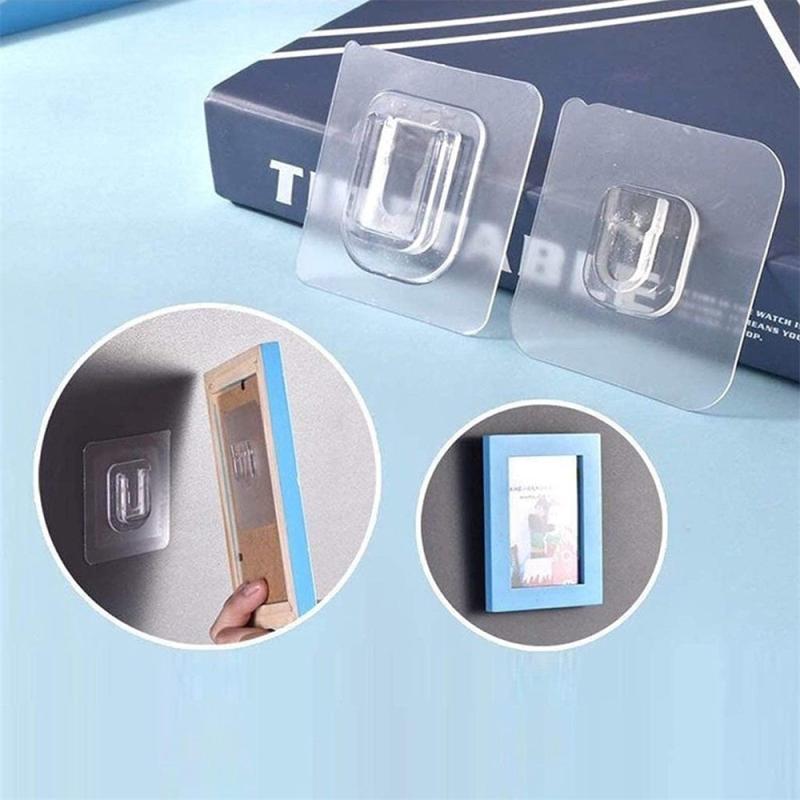 16pcs Double Sided Adhesive Wall Hooks for Bathroom and Office Hanging