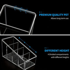 Clear Plastic Remote Control Holder with 4 Compartments for Organization