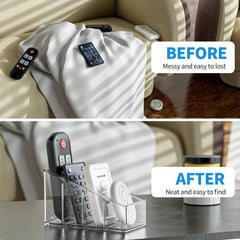 Clear Plastic Remote Control Holder with 4 Compartments for Organization
