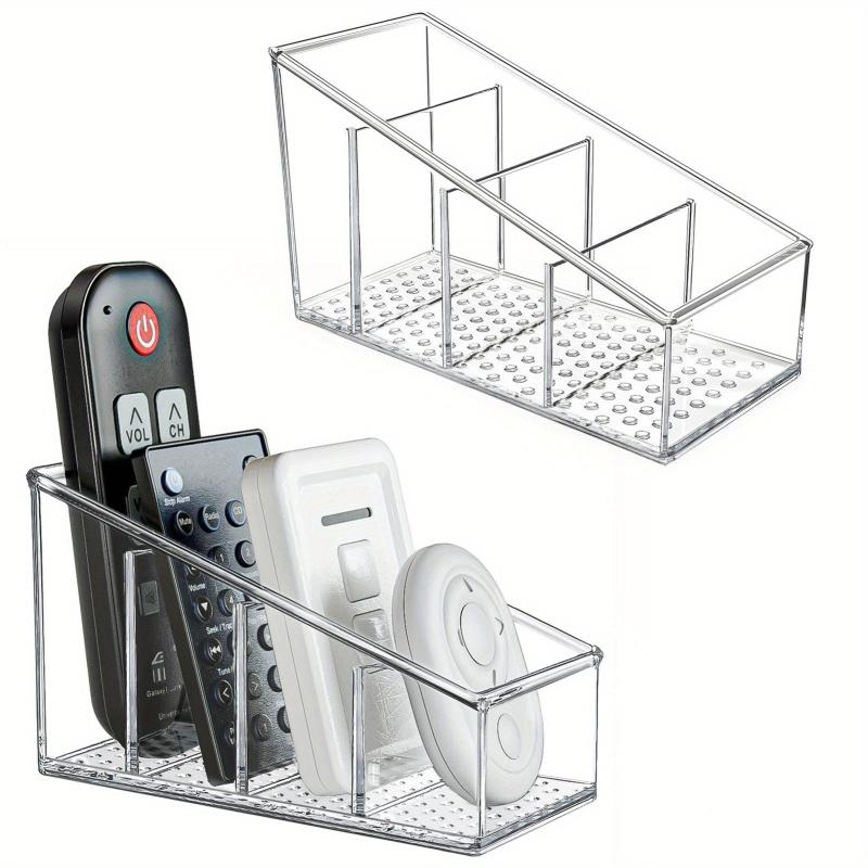 Clear Plastic Remote Control Holder with 4 Compartments for Organization