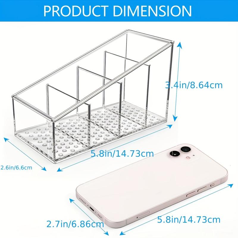 Clear Plastic Remote Control Holder with 4 Compartments for Organization