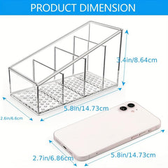 Clear Plastic Remote Control Holder with 4 Compartments for Organization