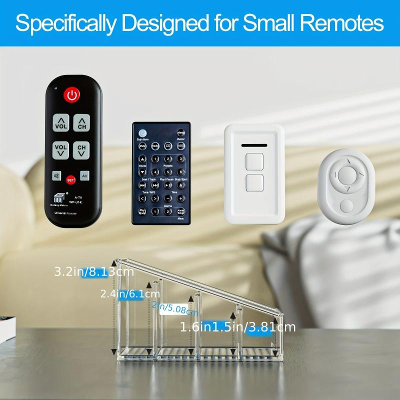 Clear Plastic Remote Control Holder with 4 Compartments for Organization