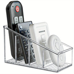 Clear Plastic Remote Control Holder with 4 Compartments for Organization