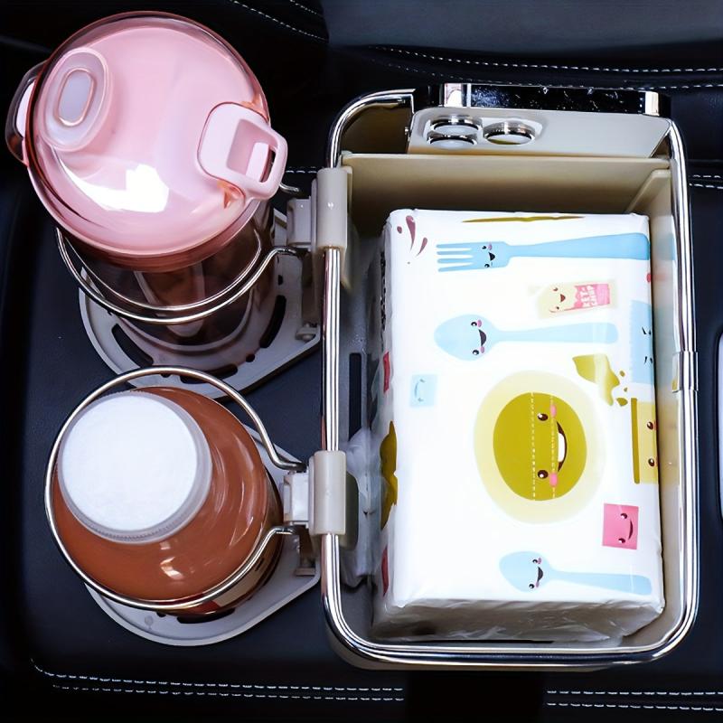 Car Tissue Box Organizer Armrest Cup Holder Wallet Cigarette Organizer Box
