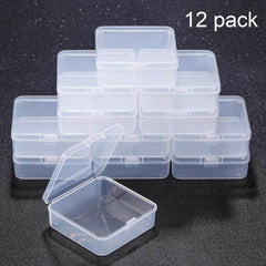 12pcs Square Plastic Storage Boxes Clear Storage Case for Small Items Beads Jewe