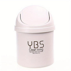 Mini Desktop Trash Can with Lid Tabletop Shake Cover Wastebasket