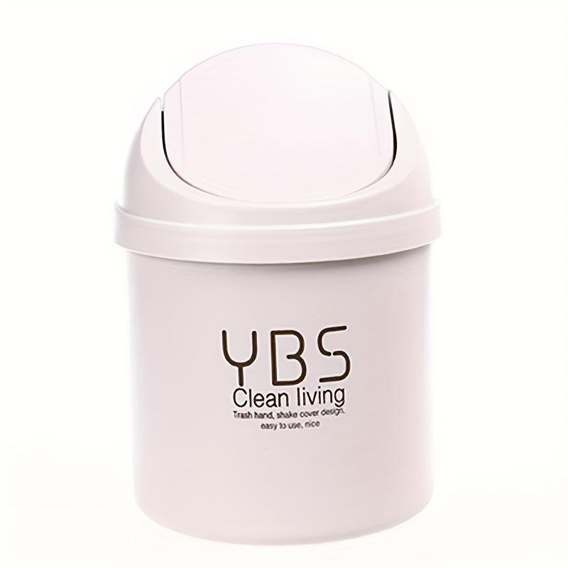Mini Desktop Trash Can with Lid Tabletop Shake Cover Wastebasket