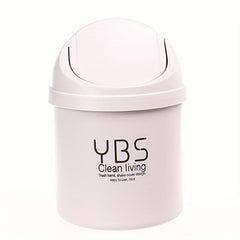 Mini Desktop Trash Can with Lid Tabletop Shake Cover Wastebasket