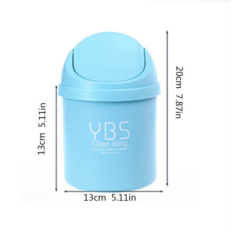 Mini Desktop Trash Can with Lid Tabletop Shake Cover Wastebasket
