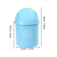 Mini Desktop Trash Can with Lid Tabletop Shake Cover Wastebasket