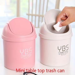 Mini Desktop Trash Can with Lid Tabletop Shake Cover Wastebasket