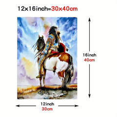 Native American Wall Art Indian Feathers Chief Canvas Print Home Decor Watercolo