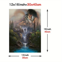 Native American Wall Art Indian Feathers Chief Canvas Print Home Decor Watercolo