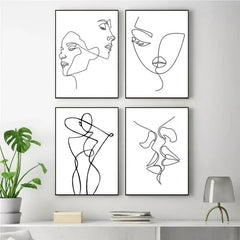 4pcs Minimalist Woman Body Wall Canvas Paintings for Living Room
