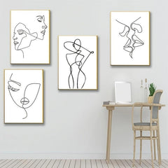 4pcs Minimalist Woman Body Wall Canvas Paintings for Living Room