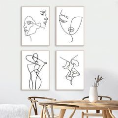 4pcs Minimalist Woman Body Wall Canvas Paintings for Living Room