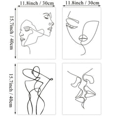 4pcs Minimalist Woman Body Wall Canvas Paintings for Living Room