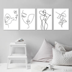4pcs Minimalist Woman Body Wall Canvas Paintings for Living Room