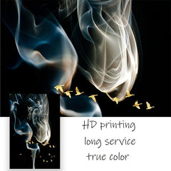3pcs Abstract Ribbon Golden Bird Canvas Paintings