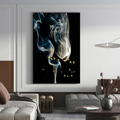 3pcs Abstract Ribbon Golden Bird Canvas Paintings