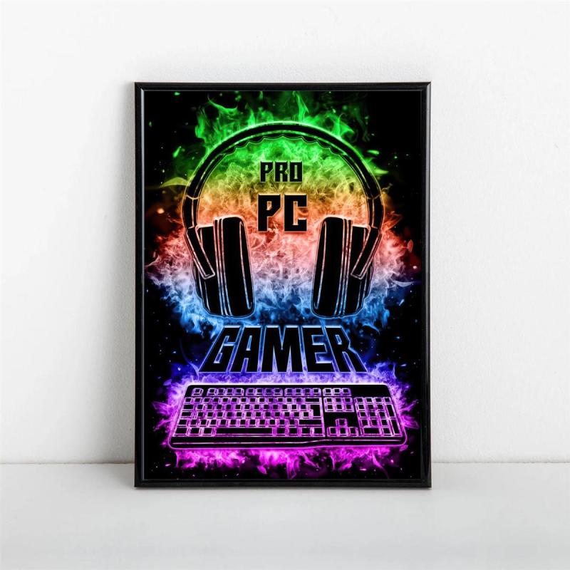 Neon Light Game Controller Painting On Canvas Wall Art