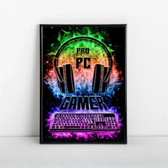 Neon Light Game Controller Painting On Canvas Wall Art