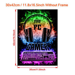 Neon Light Game Controller Painting On Canvas Wall Art