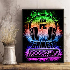 Neon Light Game Controller Painting On Canvas Wall Art