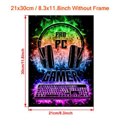 Neon Light Game Controller Painting On Canvas Wall Art