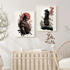 2pcs Japanese Samurai Canvas Painting Wall Art Character Posters For Home