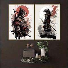 2pcs Japanese Samurai Canvas Painting Wall Art Character Posters For Home