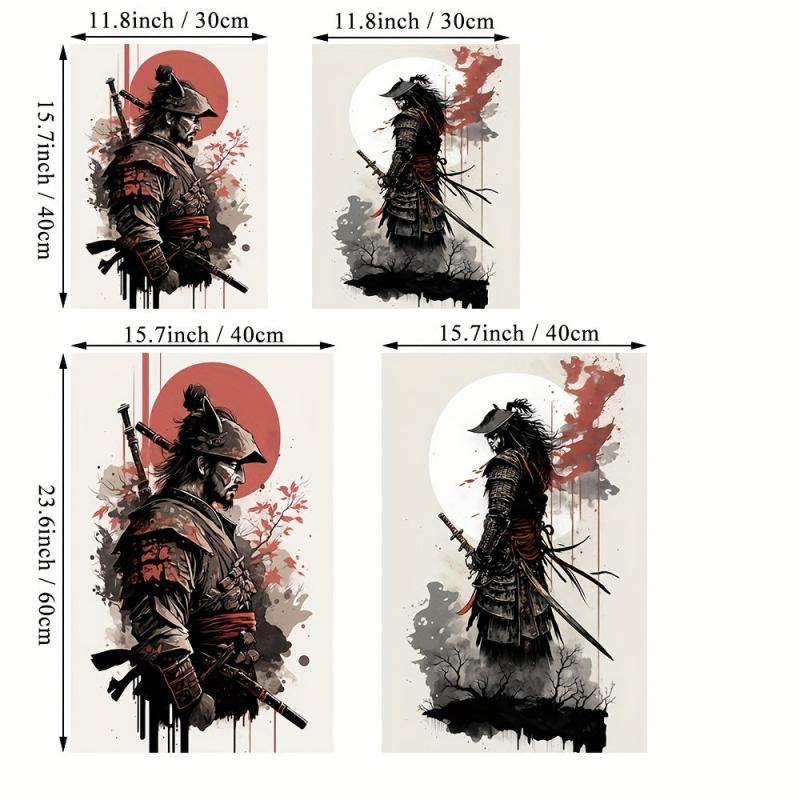 2pcs Japanese Samurai Canvas Painting Wall Art Character Posters For Home