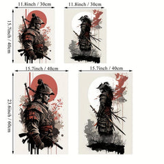 2pcs Japanese Samurai Canvas Painting Wall Art Character Posters For Home