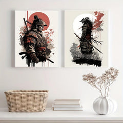 2pcs Japanese Samurai Canvas Painting Wall Art Character Posters For Home