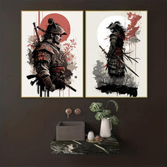2pcs Japanese Samurai Canvas Painting Wall Art Character Posters For Home