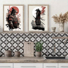 2pcs Japanese Samurai Canvas Painting Wall Art Character Posters For Home