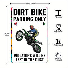 Biker Dirt Bike Motorcycle Racing American Flag Parking Tin Sign