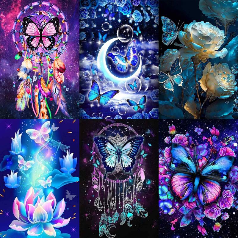 5D DIY Diamond Painting Dream Catcher Butterfly Moon Flowers Landscape