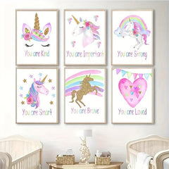 6pcs Unicorn Posters for Girl's Bedroom Wall Decor