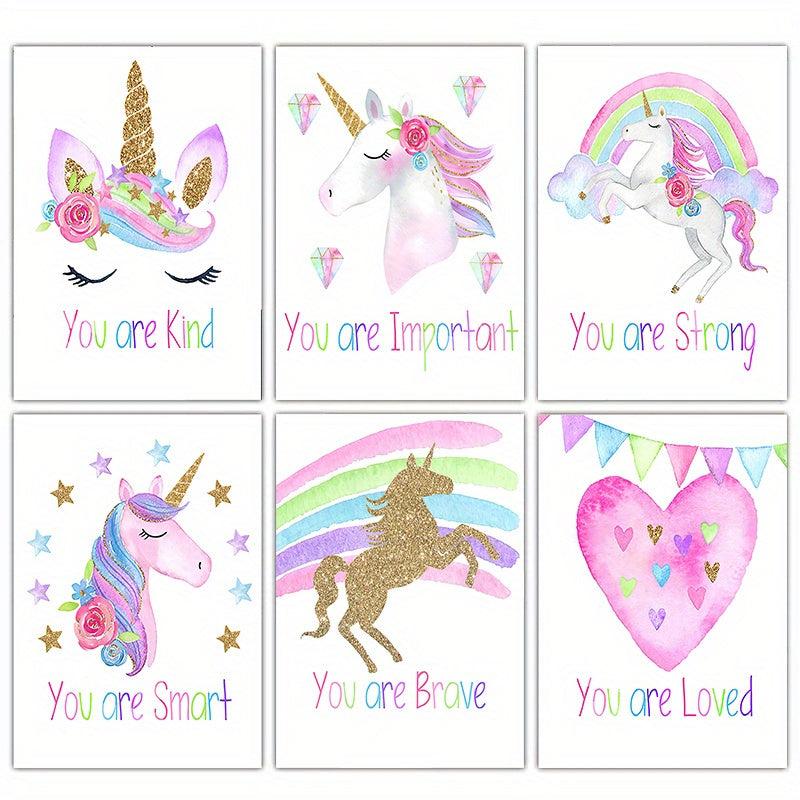 6pcs Unicorn Posters for Girl's Bedroom Wall Decor