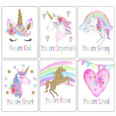 6pcs Unicorn Posters for Girl's Bedroom Wall Decor