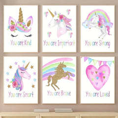 6pcs Unicorn Posters for Girl's Bedroom Wall Decor