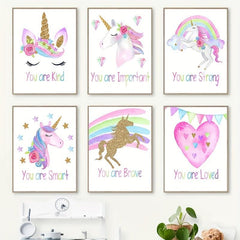 6pcs Unicorn Posters for Girl's Bedroom Wall Decor
