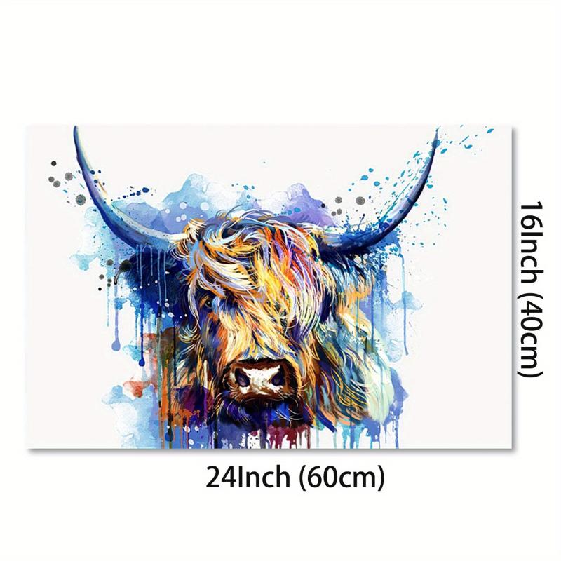 Highland Cow Canvas Wall Art Street Graffiti