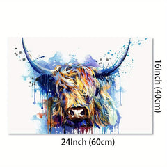 Highland Cow Canvas Wall Art Street Graffiti