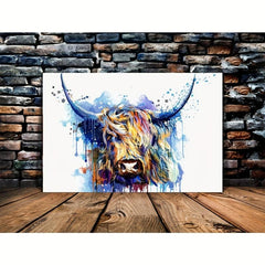 Highland Cow Canvas Wall Art Street Graffiti
