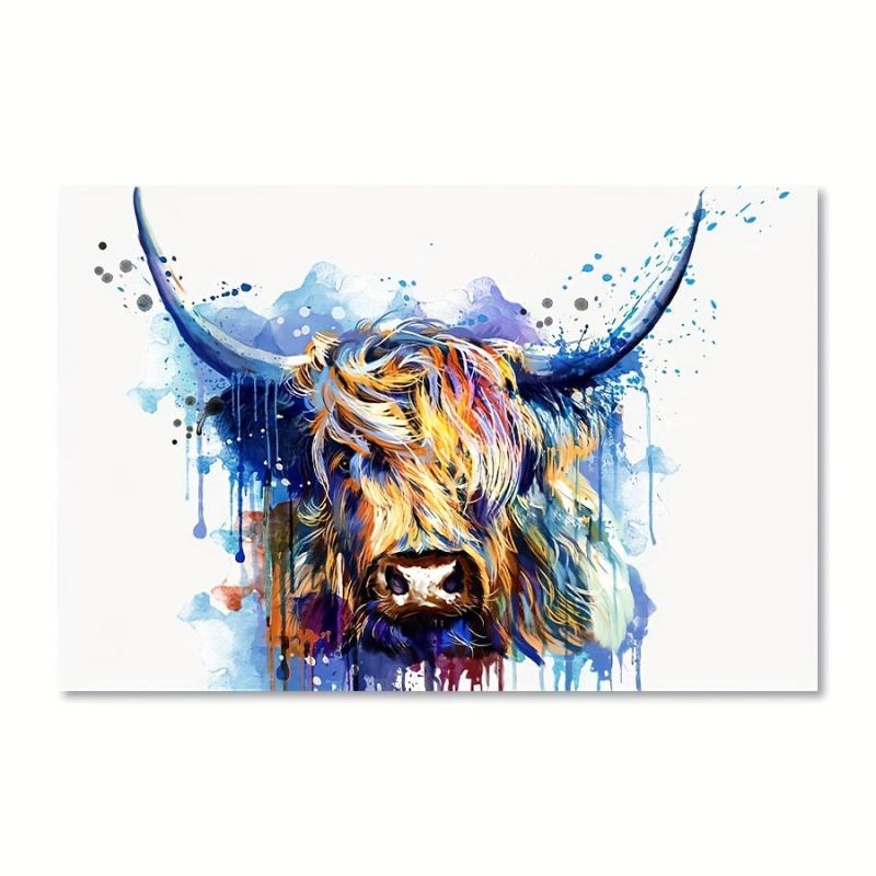 Highland Cow Canvas Wall Art Street Graffiti