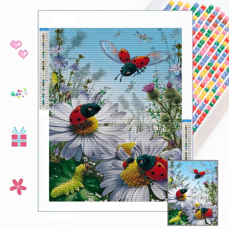 Ladybug Sunflower Diamond Painting for Home Office Wall Decor
