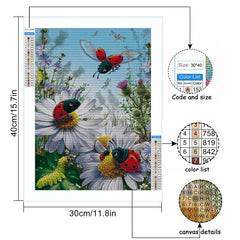 Ladybug Sunflower Diamond Painting for Home Office Wall Decor